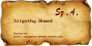 Szigethy Ahmed névjegykártya